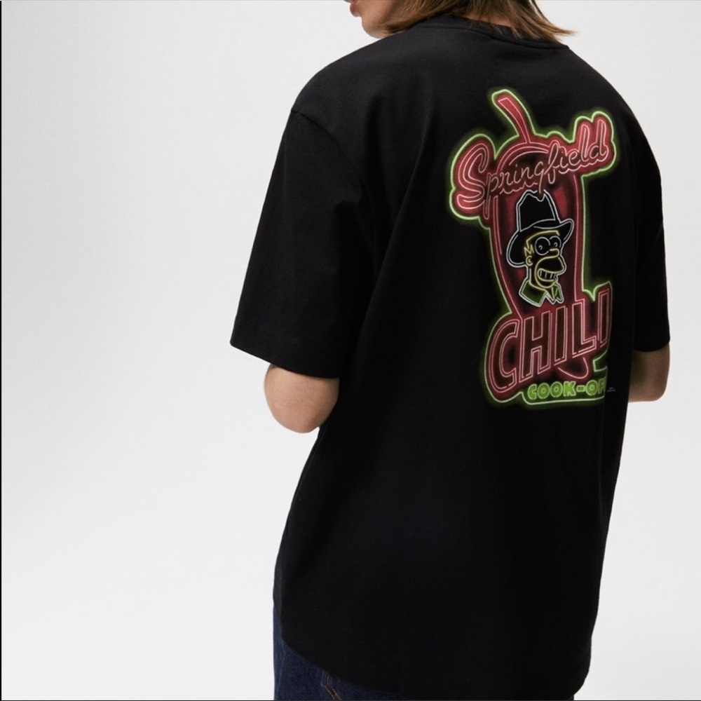 Zara Neon Print Simpsons Springfield Chili T-shirt
